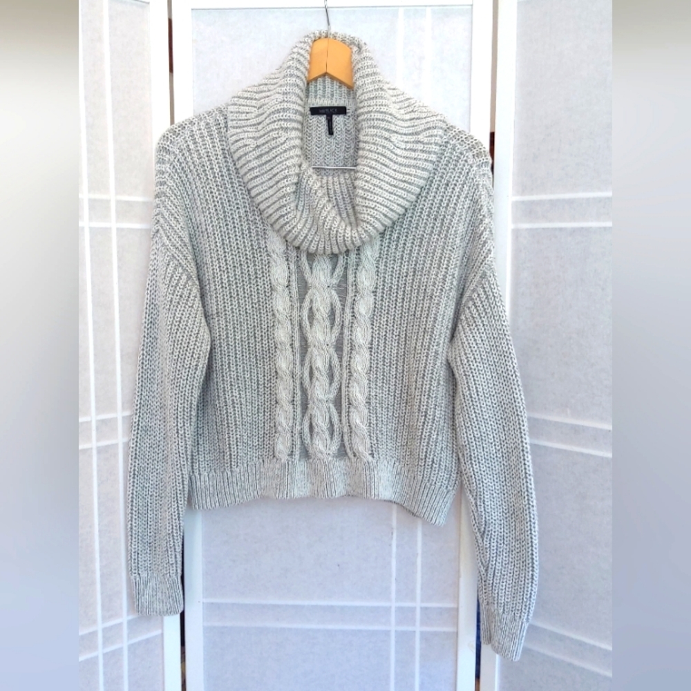 Bobi Black Los Angeles gray cowl neck croped slouchy oversized sweater